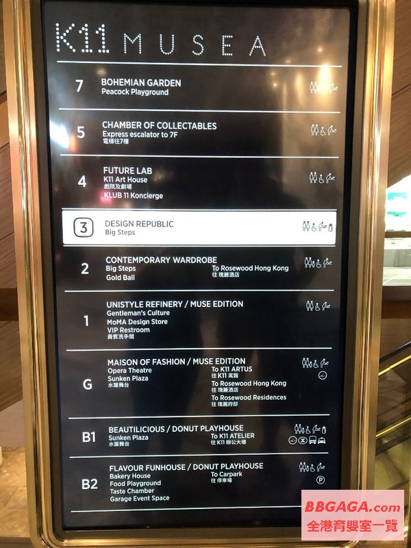 B1顯示有育嬰室，但其實沒有，只有獨立換片室及家庭洗手間